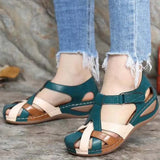 Women's Sandals Wedge Buckle Strap Sandals Female Retro Casual Sewing Women Shoes Flats Platform Retro Sandalias Plus