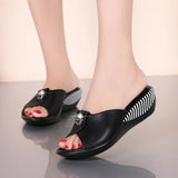 2021 Summer Platform Flip Flops Fashion Beach Shoes Woman Anti-slip Genuine Leather Sandals Women Slippers