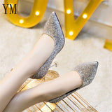 Women Shoes Pointed Toe Pumps Sexy Bling Bling Patent Leather Dress High Heels Boat Shoes Shadow Wedding Shoes Zapatos Mujer