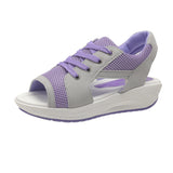 Breakj Women Plus Size Summer New Fish Mouth Flying Weave Casual Sports Sandals Lace Up Female Beach Shoes