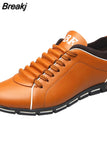 Men Fashion Solid Leather Business Sport Flat Round Toe Casual Shoes Men's Casual Shoes Fashion Summer Casual Shoes Men