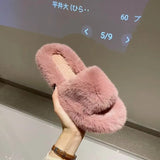 Breakj Hairy Slippers Women 2025 Autumn And Winter New Hairy Home Outside The Bottom Of The Wearing Plush