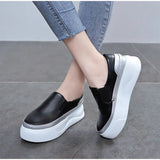 Women Slip on Loafers Ladies Sewing Platform Vulcanized Shoes Woman PU Leather Fashion Casual Footwear Female Comfort Shoe