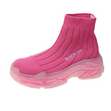 Women Boots Summer High Top Slip-on Breathable Socks Shoes Fashion Women's Chunky Sneakers Pink Green Sport