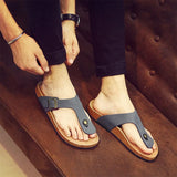 New Men's PU Leather Mule Clogs Slippers High Quality Soft Cork Flip Flops Buckle Slides Footwear For Men Women