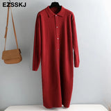 autumn winter loose long sweater dress women split side long oversize maix sweater dress female basic