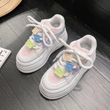 Breakj 2023 New Small White Shoes Fashion Color Beaded Color Lace Platform To Increase The Casual Women's