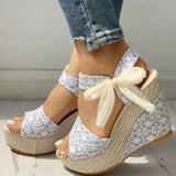 INS hot lace Leisure Women Wedges heeled women Shoes 2020 Summer Sandals Party Platform High Heels Shoes