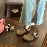 Breakj Bottom Boken Shoes Baotou Half Slippers Female Summer Outside Wear 2024 New Ugly Cute Female Shoes Boken Single Shoes