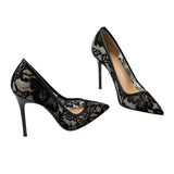 Breakj Large-Size Lace High-Heeled Women 2025 New Summer Lace Women's Sandals Tip Banquet Fine Heel Single