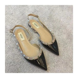 Women's Low Heels Slingback Shoes Woman Spring Summer Flats Elegant Party Sandals Sexy Rivet Dress Loafers Luxury Urban