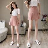 New High Waist Women Mini Pleated Skirt Casual Spring Summer Female Singel Button Short Skirts Ins Ladies Black Pink