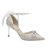 Breakj Adult Lily Net Bow Bow High Heels Women With Pearl Fine Sandals Female Beautiful Princess Wedding