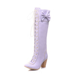 Breakj High Boots Plus Size Front Strap Thick Heel Women's Boots