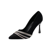 High Heels, Women's Tips, Fall 2023, New Fashion Water Drill, Shallow Single Shoes, Black Workplace Women's