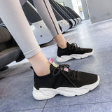 Platform Sneakers Breathable Mesh Lace Up Casual Female Shoes White Yellow Korean Fashion Summer