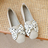 Loafers Bowknot Casual Ladies Flat Shoes Knitted Elegant Soft Soled Woman Shoes Slip On Office Woman Footwear Plus Size