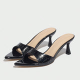 Breakj Women's High-Heeled Sandals One-Word Wide-Faced Muller Elegant Pointed Comfortable Kitten And Four-Season Night Party Women's