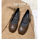 Bright Face Single Shoes Women's 2024 Spring New Korean Flat-Bottomed Flat-Soled Pea Shoes Small Leather