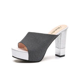 Summer Women Elegant Pink High Heel Sandals Peep Toe Platform Shoes Sexy Crystal Chunky Heel Shoes Lady Thick Heel