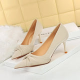 Breakj Stylish And Sexy Club Show Thin Heel, High Heel, Shallow Pointed Bow Women's Single