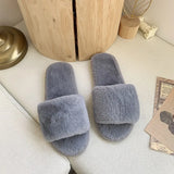 Slippers Wool Slippers Indoor Home Autumn And Winter Short Plush Flat Bottom Open Drag A Large Size