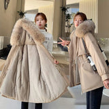 Casual Loose Fur Liner Hooded Winter Parkas Women Fashion Solid Thick Short Coats Women Elegant Cotton Jackets