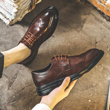 Breakj Men's Shoes Korean Version British Tide Shoes Casual Business Dress Leather Shoes Men's Wedding Shoes