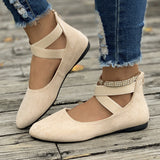 Breakj Summer New Shallow Mouth Tight Strap Round Head Women's Shoes Flat Floor Dance Mother Single Shoe