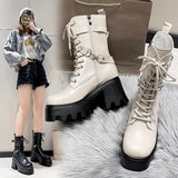 Breakj Size 35-422025 Spring New Thick-Bottomed Martin Boots Raised High-Pine Cake Bottom Locomotive