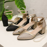 The Summer Of 2023, The New Style Medium Heels, Women's Shoes, Thick Heels, Open Toe Suede, Sexy, Buckle, Women's Sandals, Roman