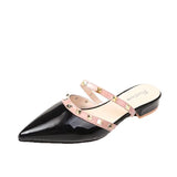 Breakj Half Slippers Women 2025 Summer New French Rivet Low Heel Cool Slippers Casual Fairy Dress