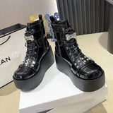 Breakj Cos Boots Punk Windy Bottom Martin Boots Belt Buckle Knight Short Boots Teling Stylish Short