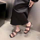 Breakj Crystal High Heels Women In The Spring Of 2025 New Fashion Wearing Sandals Coarse Heels Square Head With