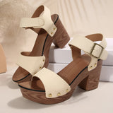 Breakj Summer New High-Heeled Sandals Women's Shoes With Fish Mouth Sandals Belt Buckle High Heel Casual