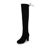 Breakj New Long Boots Over The Knee Boots Round Head Frosted Skin Thick And High Boots Long Boots