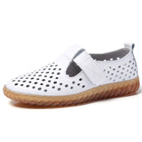 Women's Mother Female Genuine Leather White Shoes Sandals Loafers Moccasins Hook Loop Outdoor Cool Beach Summer