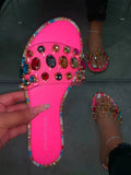 Women Flip Flops Shoes Slippers Gemstone Rhinestones Shoes Sandals Ladies Slides Wild Diamond Slippers chanclas