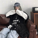 Black Letter Print Tshirt Loose Punk T-Shirts Womens Autumn High Street T Shirts Funny Long Sleeve Tshirt Streetwear