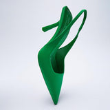 Autumn New Women's Closed Toe Red Single Shoes with Stiletto Heel Mid-heeled Fashion Sandals with Hollow Pointed Toe
