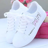 2022 New Arrival Fashion Lace-up Women Sneakers Women Casual Shoes Printed summer Women Pu Shoes Cute Cat