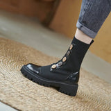 Women Boots Spring Winter Shoes Fashion Design Shoes Platform Boots Brown Black Leather Botas Button Ankle Boots