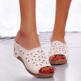 Sandals Women Summer Wedge Flowers Shoes Sandals Fish Mouth Woman Sandals Femme Plus Size Female Shoes Zapatos De
