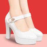 Thick-Heeled Cheongsam Catwalk High-Heeled Women's Thick-Soled Waterproof Platform Model Performance Shoes Working Women's