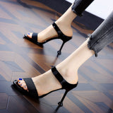 Spring 2023 High-Heeled Slippers Women Wear Fishmouth Sexual Fairy Knitted Shoes Fashionable