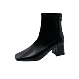 Boots 2023 New Women's Boots Winter Head Back Zipper Short Boots Women's Thick Heels Children's