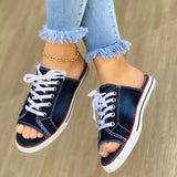 Women Canvas Sandals 2021 Fashion Breathable Summer Slippers Open Toe Shoes Ladies Faux Denim Flat Shoes Zapatos