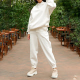 Elegant Solid Sets For Women Warm Hoodie Sweatshirts And Long Pant Fashion Two Piece Sets
