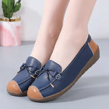 Breakj And Autumn New Women's Shoes Single Shoes Bean Shoes Comfortable Flat Shoes Bow Mother Shoes Flat Slope And Large Women's