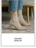 High Heel Boots Women's 2021 New Korean Style Autumn and Winter Mid Heel Stretch Thin Boots Pointed Toe Sock Boots